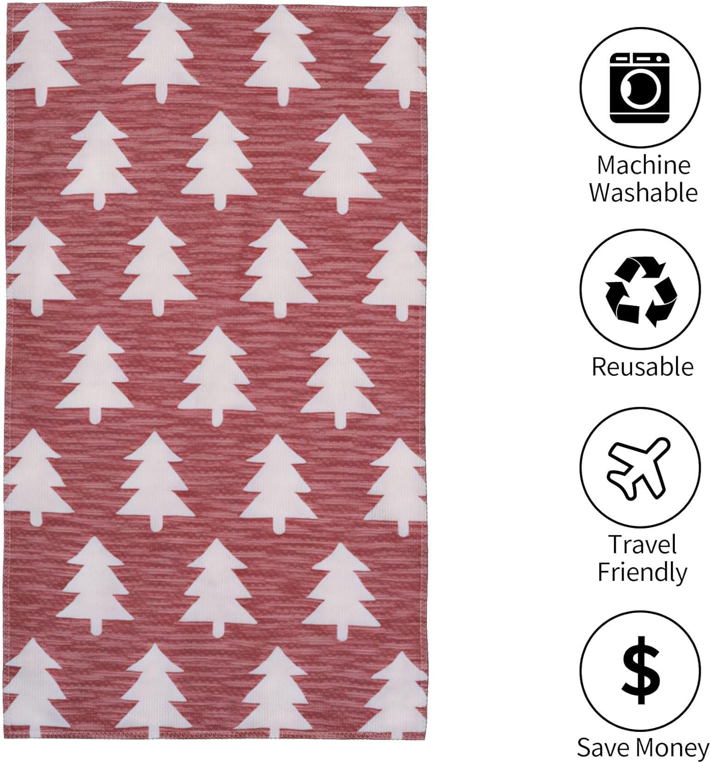 Christmas Hand Towels for Bathroom Decor, 100% Cotton Towel Washcloth Holiday Decorative Towel Set for Winter Kitchen,Thick and Soft, 27" x 15.9", Jacquard Design Double Printed with Xmas Pine Trees