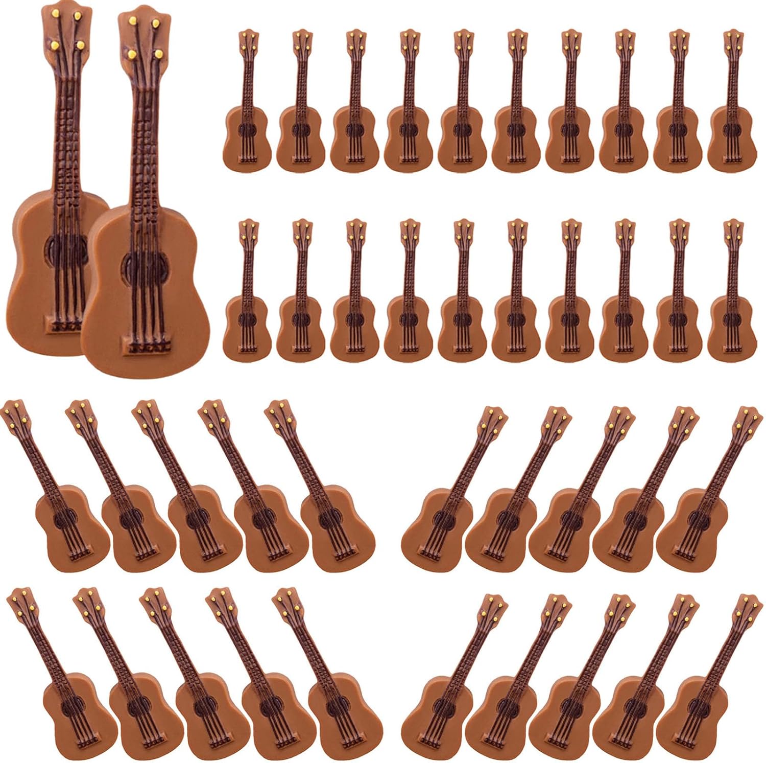 LOGOFUN 100pcs Miniature Guitar Model Miniature Dollhouse Guitar Mini Resin Musical Instrument for Dollhouse Decorations Accessories