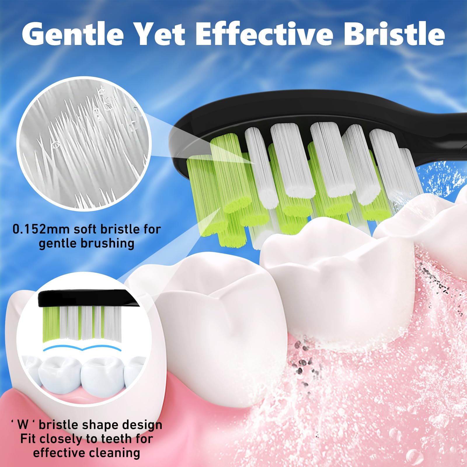 Compatible con cabezales de cepillo de dientes eléctricos Philips One Series Sonicare, para cepillo de dientes eléctrico Philips One HY1100 HY1200 BD100/AZ Series, paquete de 10 (negro sombra,