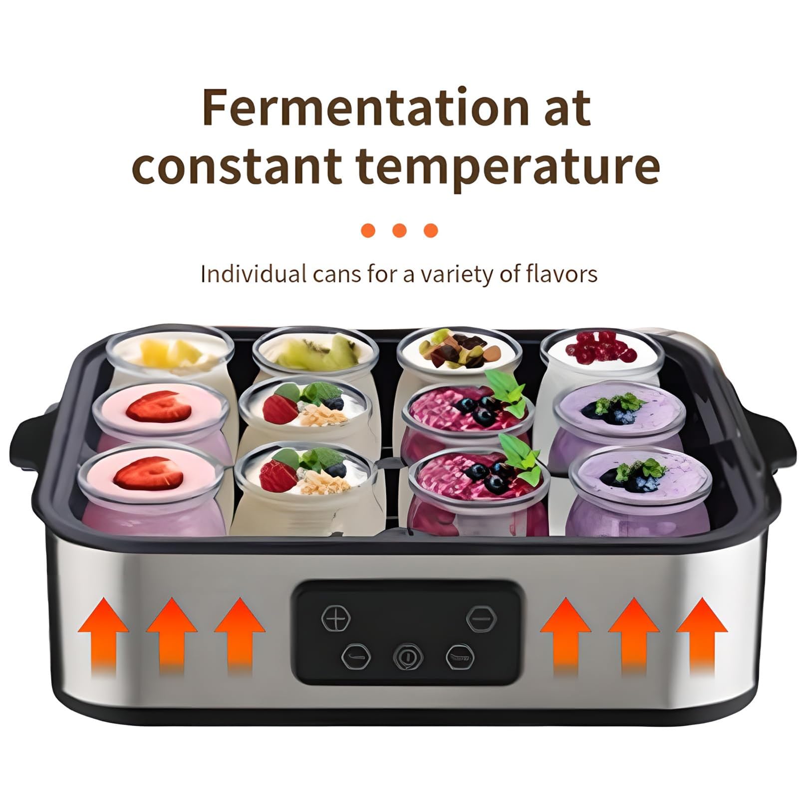 Ekspres do jogurtu z 12 szklanymi słoikami, regulacja temperatury i czasu, wyświetlacz LCD, do jogurtu, wina ryżowego, natto