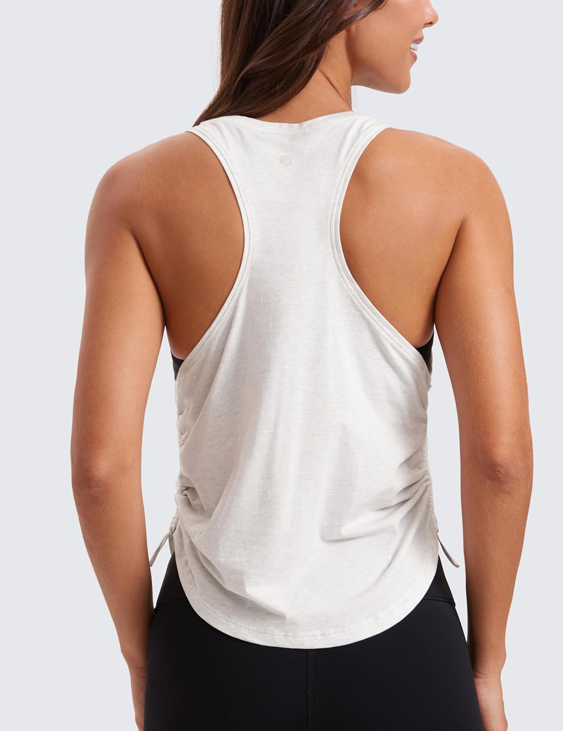 CRZ YOGA Pima Cotton Ruched Side Tank Tops for Women - Workout Athletic Casual Racerback Crewneck Loose Sleeveless Shirts - Image 3