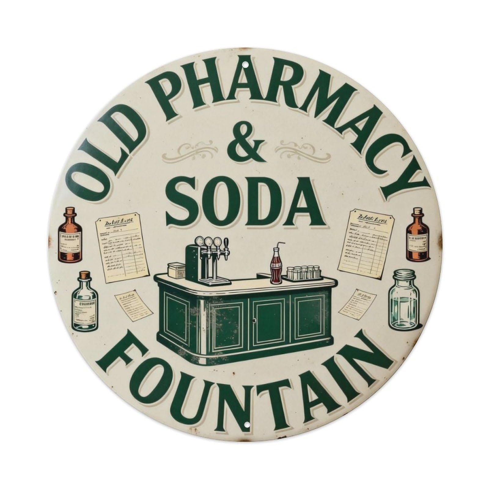OLD PHARMACY & SODA FOUNTAIN Metal Tin Sign Plaque