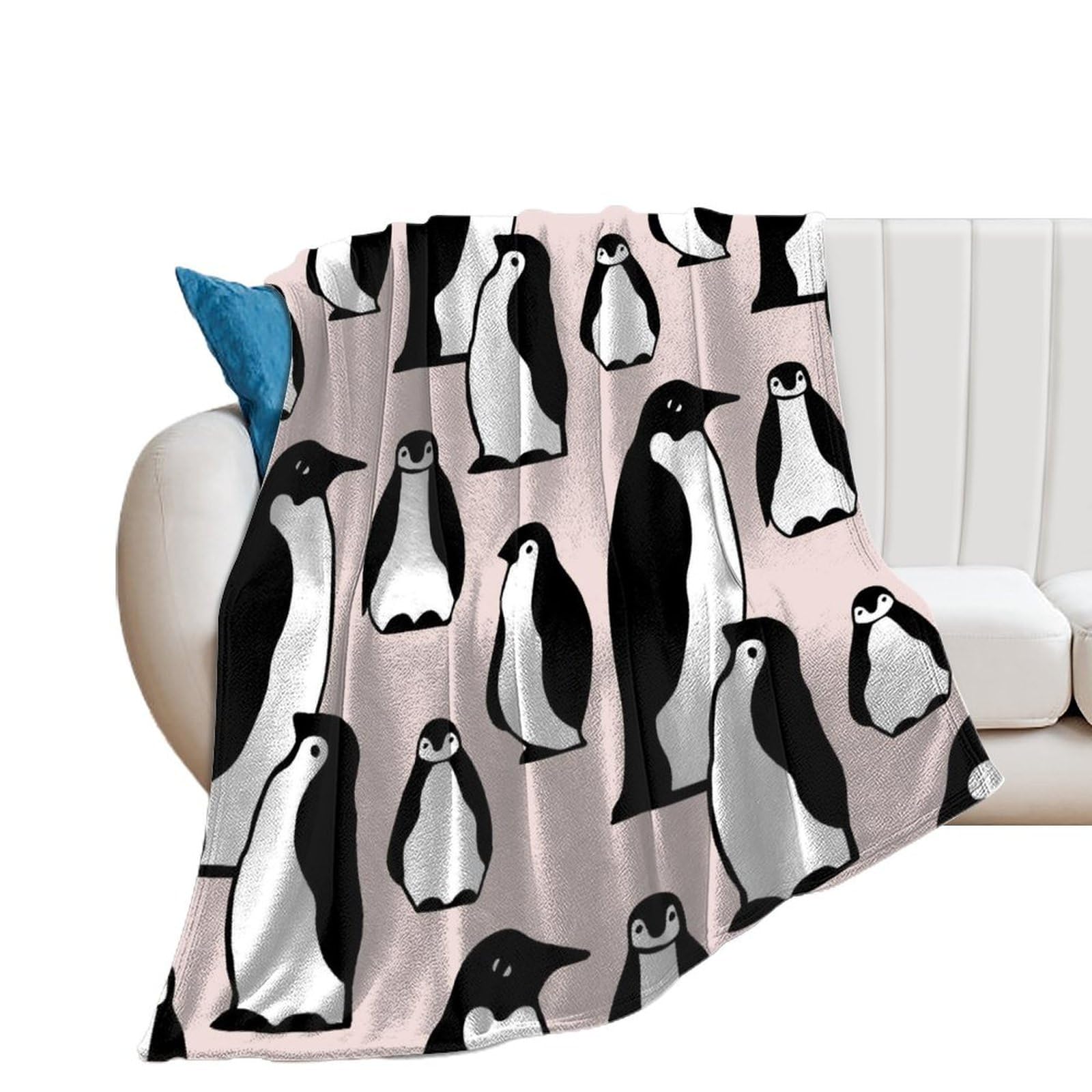 Couverture en flanelle pingouin 150x200cm plaid polaire lit et canapé