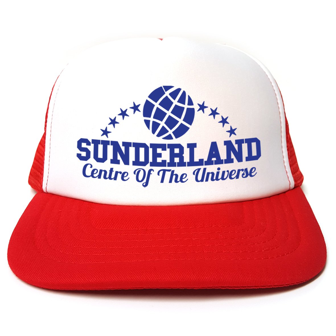Rocket Fuel 'Sunderland - Centre of The Universe' Funny Printed Trucker Cap - Red