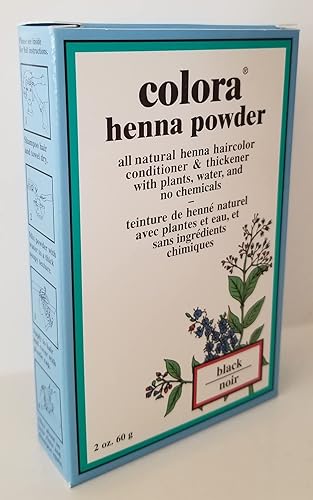 Colora Tinte en polvo de henna para el cabello, negro, 2 onzas (2.0 fl oz) (paquete de 3)