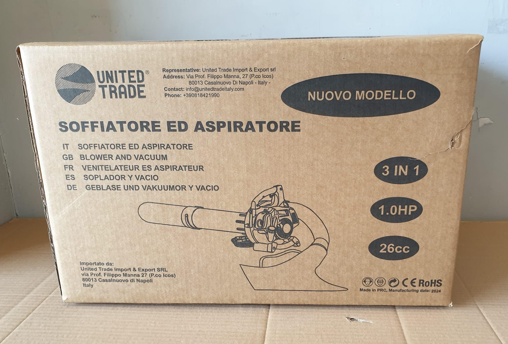 UNITED TRADE SOFFIATORE 3 FUNZIONI - soffiatore, aspiratore, Tritatutto, a Scoppio, 26 CC