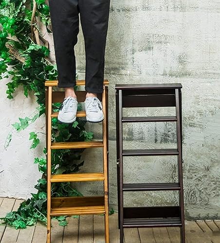 Miniatura 3 de FEHUN Escaleras, taburetes plegables de escalera, taburete de 5 escalones, silla de escalera, escalera portátil plegable, taburete alto