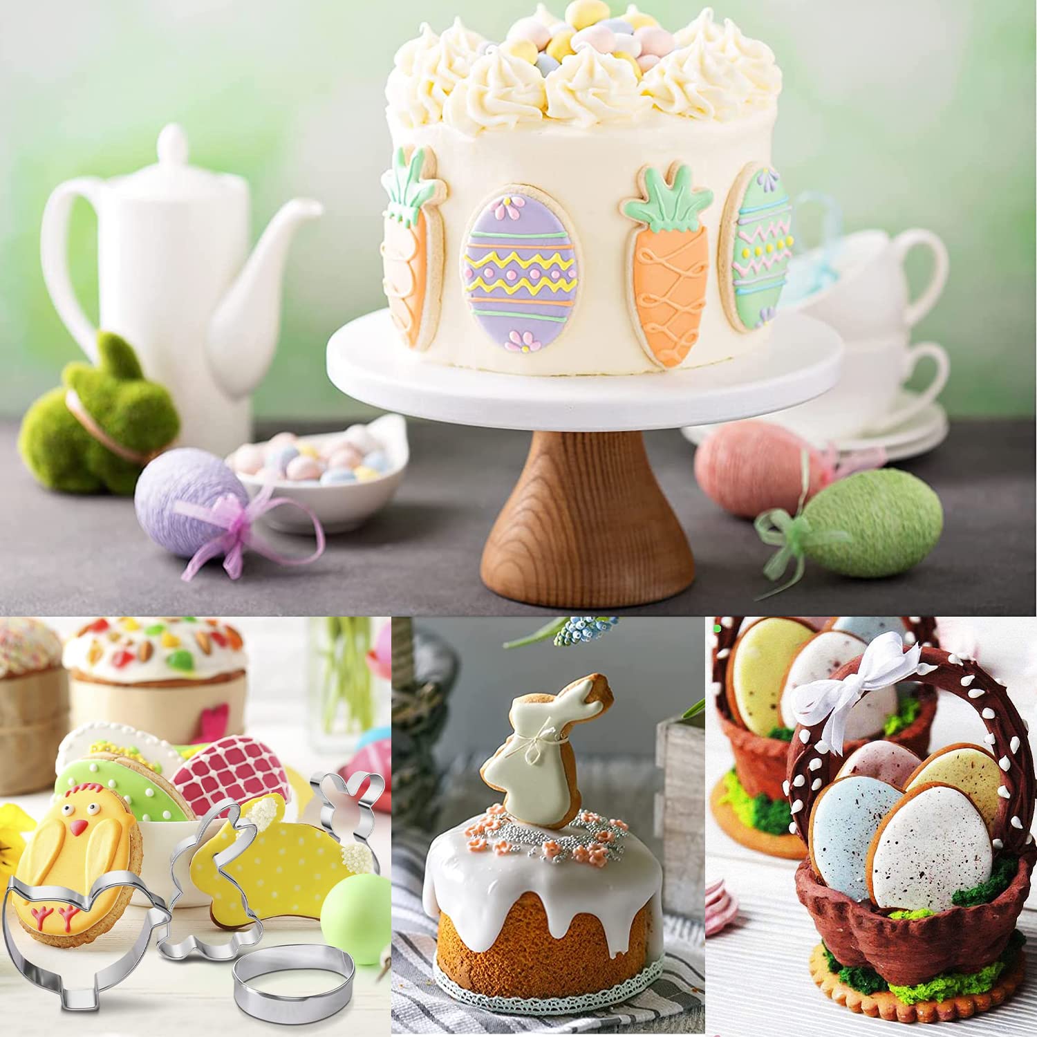 11 Formine Biscotti Pasqua - Acciaio Inox, Conigli, Uova, Pulcini, Carote