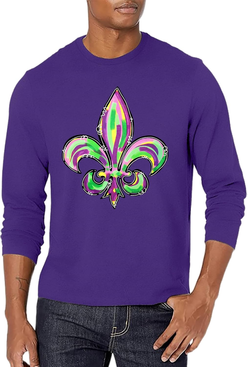 Mardi Gras Shirts for Men: Mardi Gras Graphic Tshirt Carnival Party Outfit Long Sle...