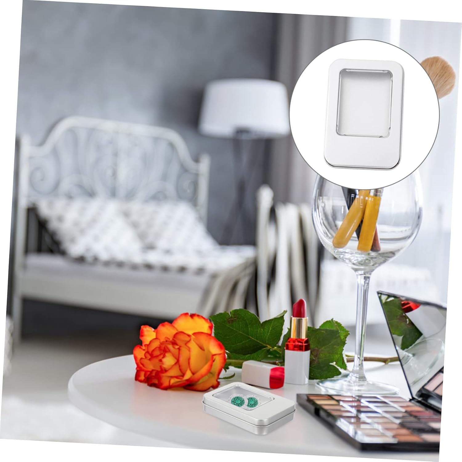 10Pcs Square Window Tinplate USB Flash Drive Storage Box Silver image 5