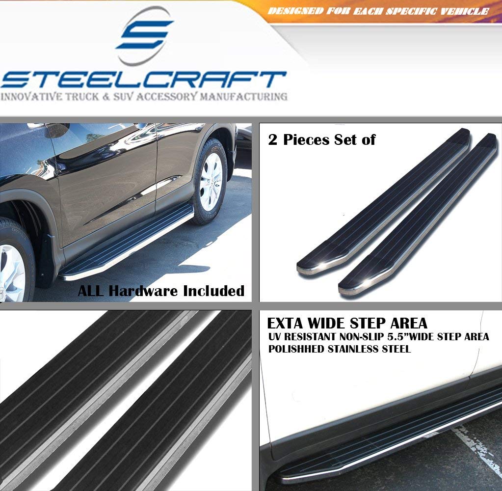 Steelcraft 132800 Black with Stainless Trim Running Boards for 2014-2017 Toyota Highlander