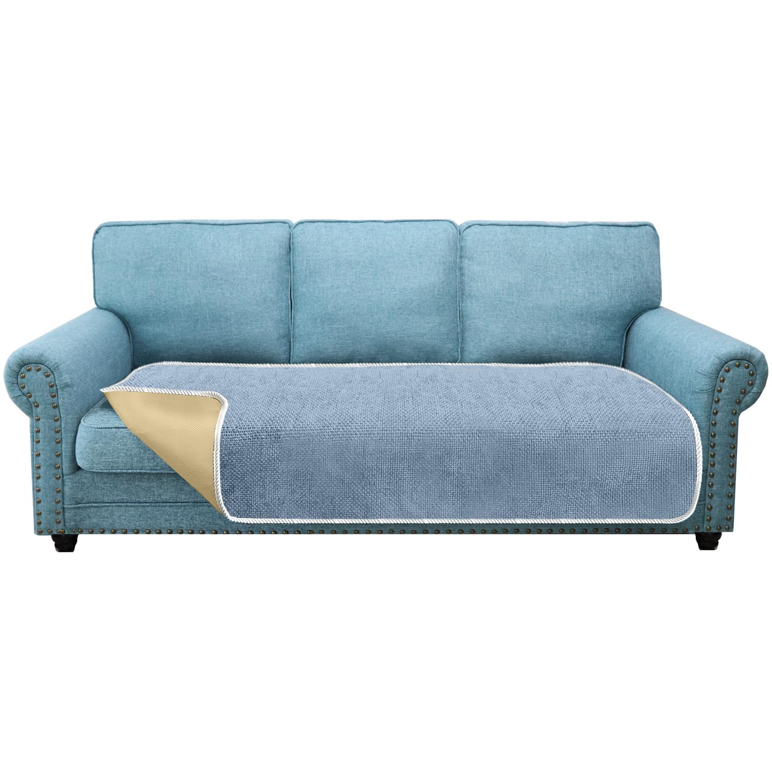 Granbest Non-Slip Sofa Seat Covers 3 Seater Thick Chair Cover Protectors from Pets Universal for All Seasons (3 Seater, Azure Blue)