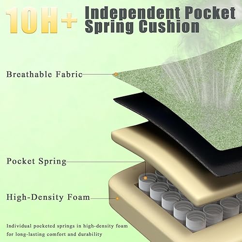 Miniatura 4 de Silla para juegos con respaldo alto de tela para computadora con cojín de resorte con bolsillos y reposapiés, silla de juego con altura ajustable,