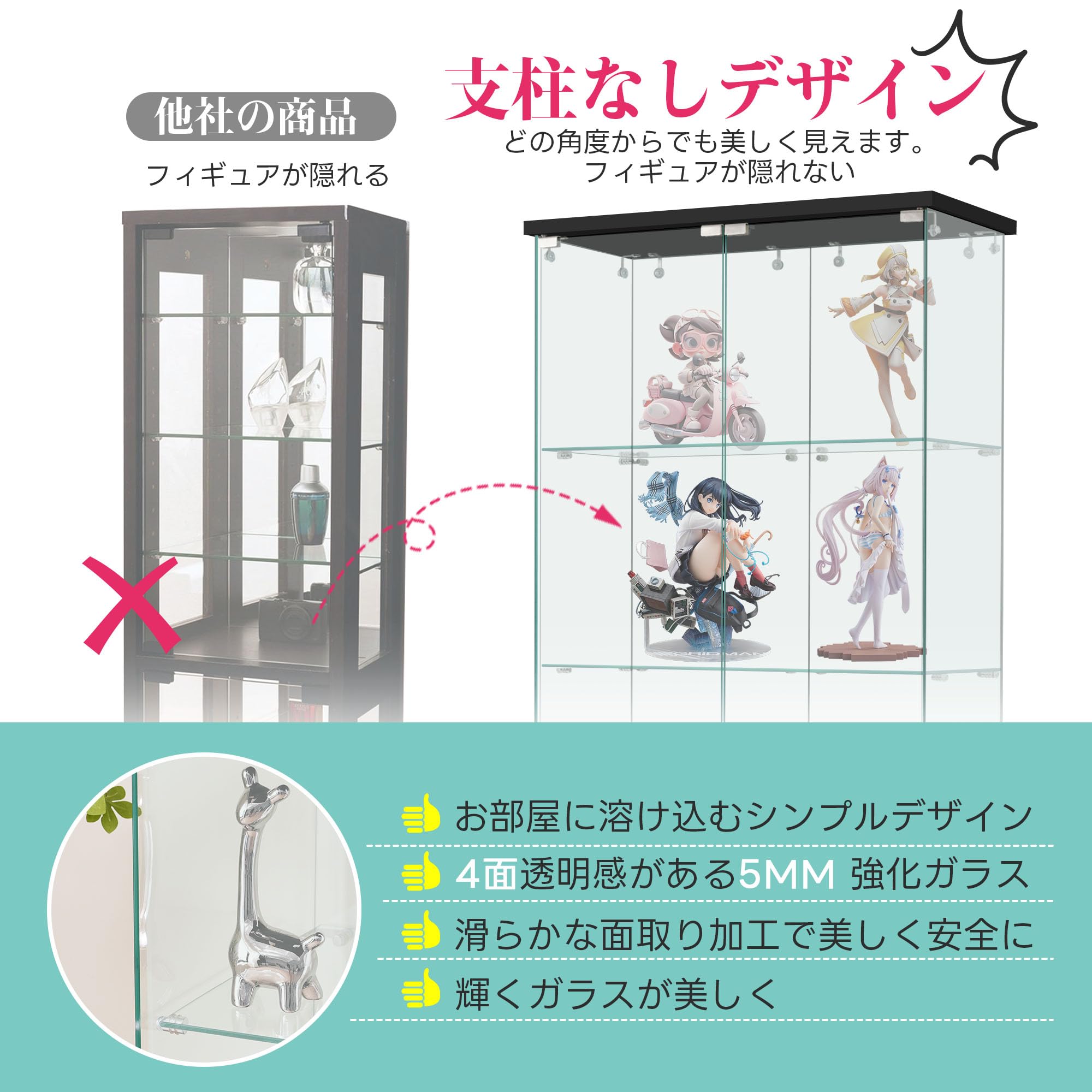 Amazon.co.jp: コレクションケース 両扉タイプ 大型 ワイドタイプ