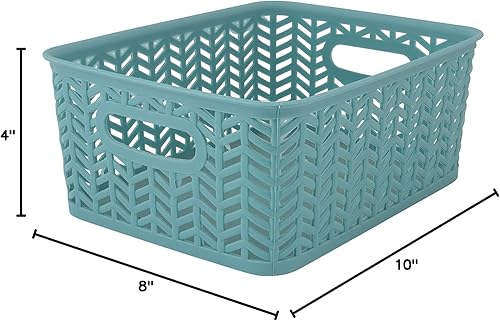 Miniatura 9 de Simplify 25173-Dusty-3Pk Cesta de almacenamiento de espiga de espiga, pequeña, azul polvoriento, 3 unidades
