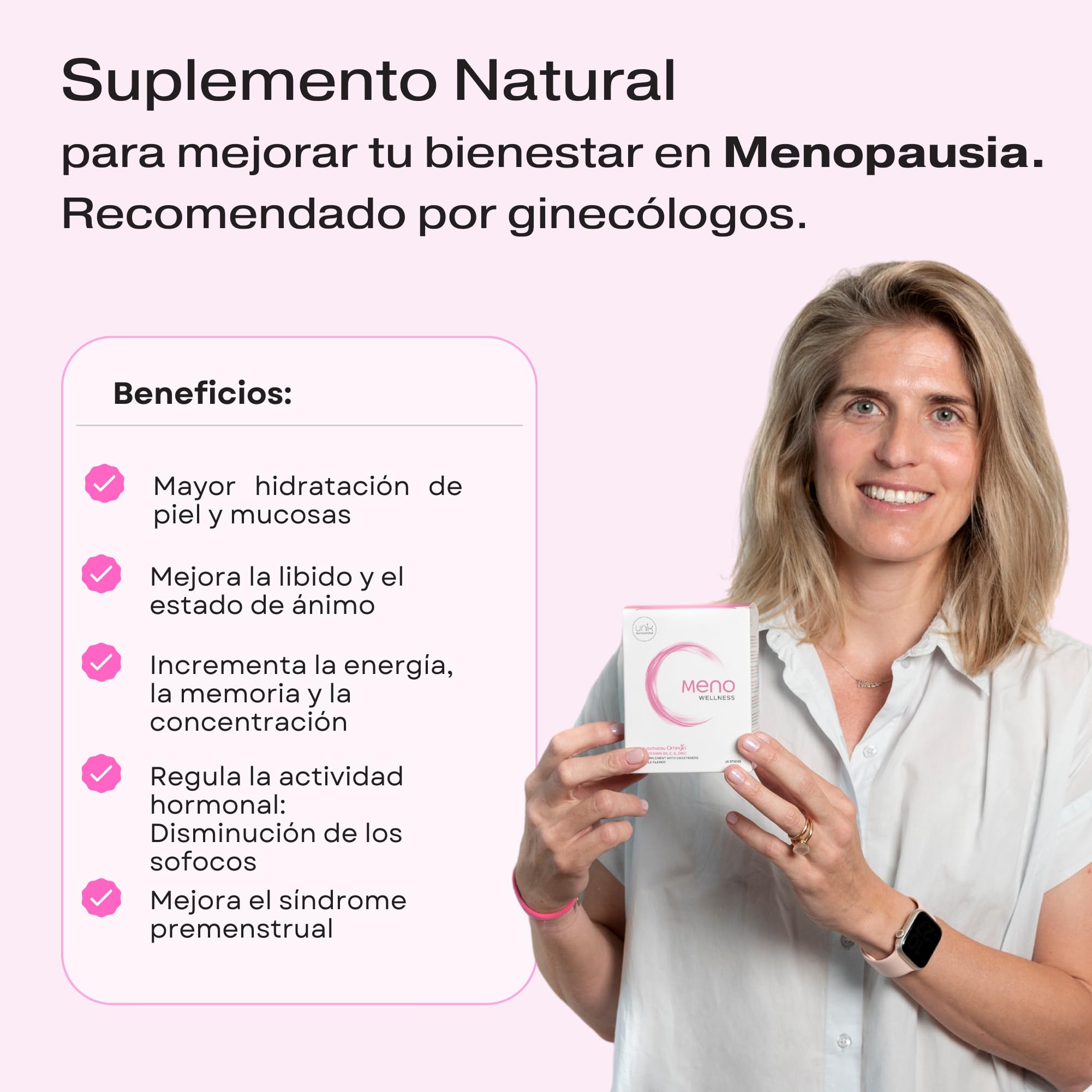 Suplemento Menopausia Sofocos Perimenopausia Premenopausia – Maca Andina Espino Amarillo OMEGIA™ Zinc Vitamina B6 C E – Regulador Hormonal Mujer – Ayuda al Libido Energía – 28 Sticks
