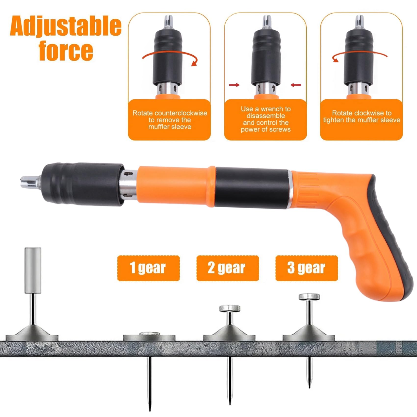 Mini cloueuse - Kit d'outils de fixation manuel - Cloueuse à air réglable - Cloueuse murale en ciment pour le travail du bois