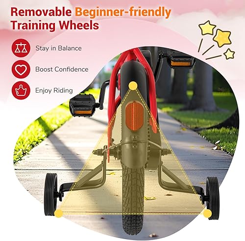 Miniatura 3 de COSTWAY Bicicleta para niños de 12141618 pulgadas, bicicleta para niños pequeños con ruedas de entrenamiento, asiento y manubrio ajustables, freno