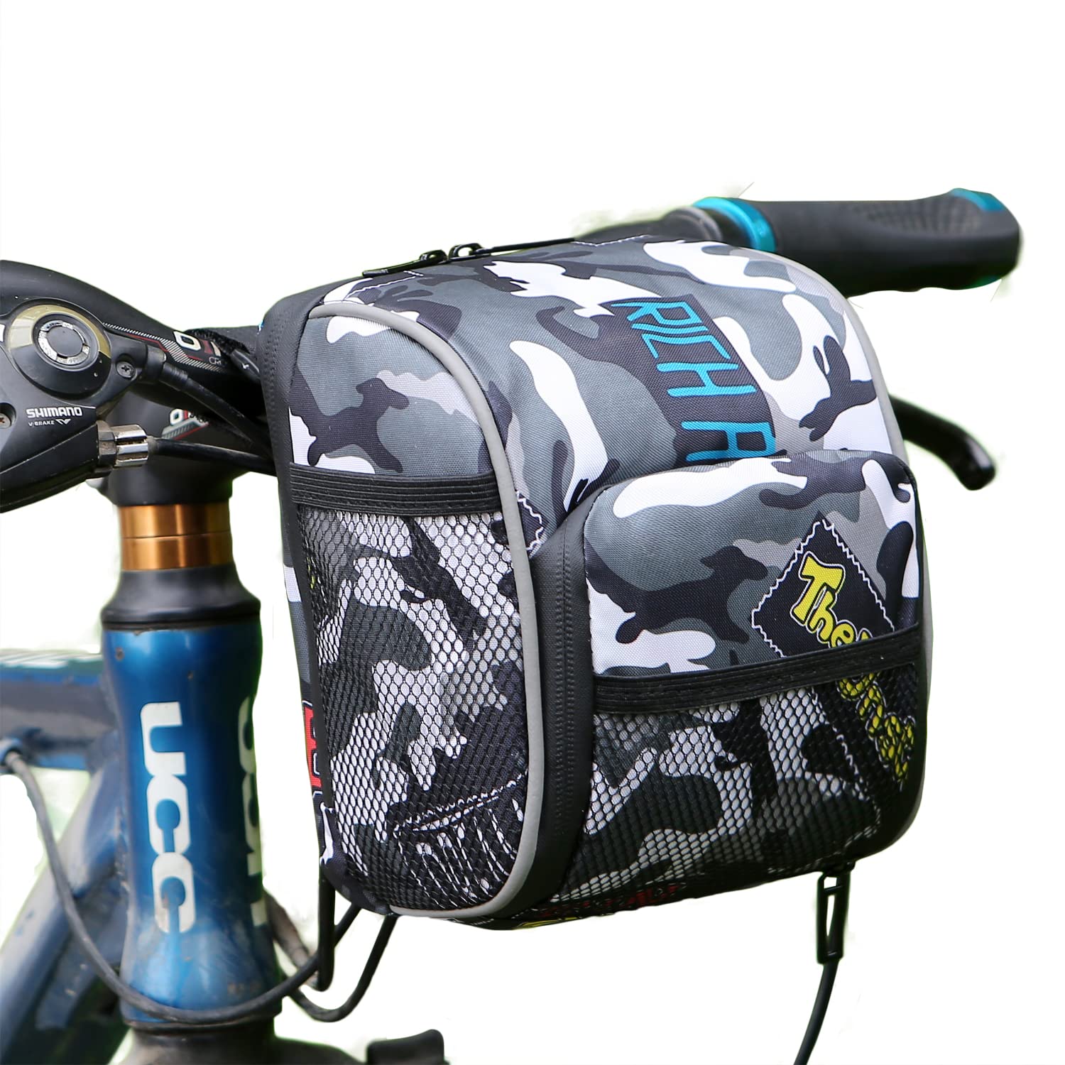 Zkixuiwi bike Basket Bicycle Handlebar Bag Organizer, Camouflage Front Decoration Accessory for Adults & Children, Cool Boys & Girls Fit Balance Bike, Tricycle, Scooter