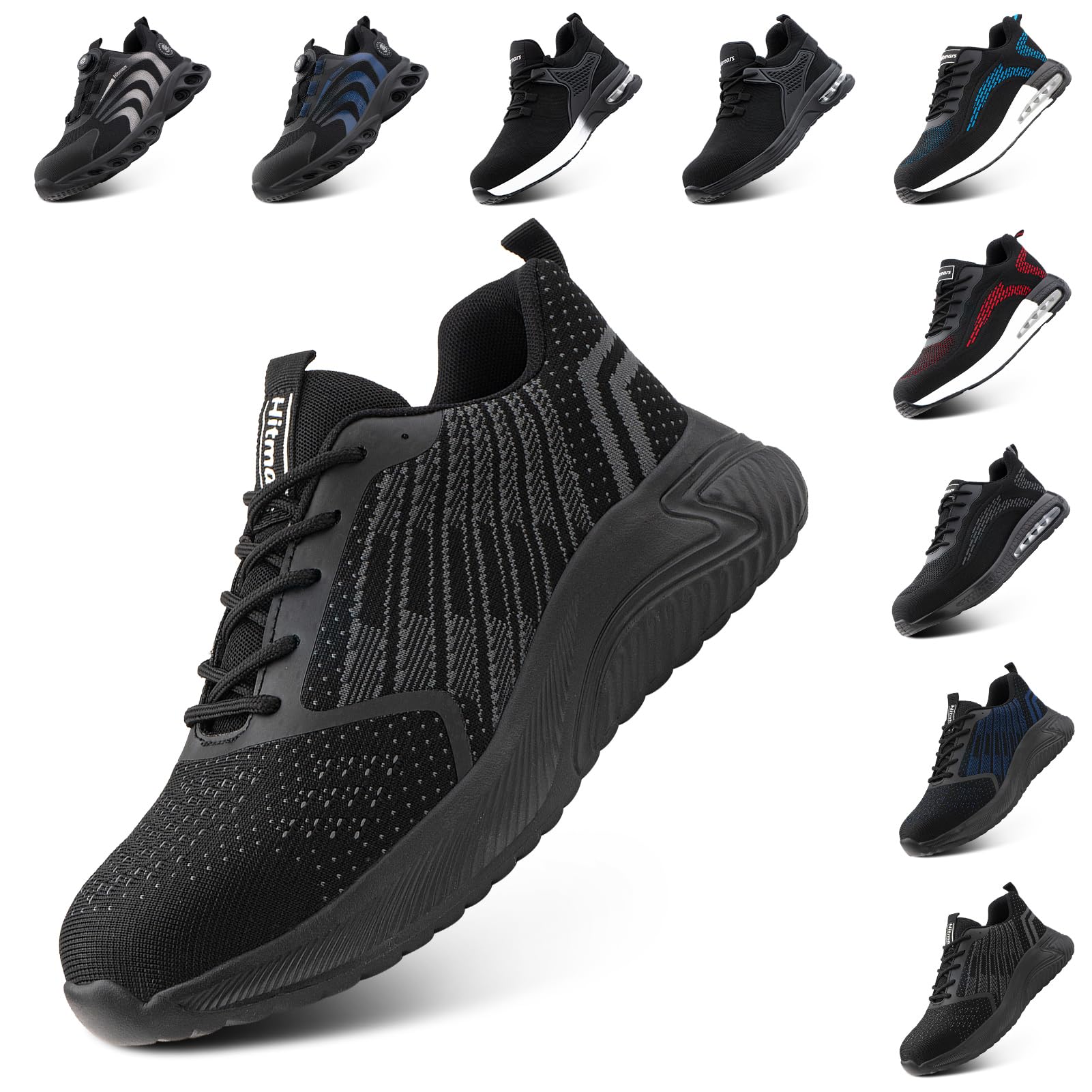 Hitmars Scarpe Antinfortunistiche Uomo Donna Scarpe da Lavoro S3 Safety Shoes S2 Scarpe Lavoro Scarpe da Cantiere Cucina Comode Nero Blu EU36-48