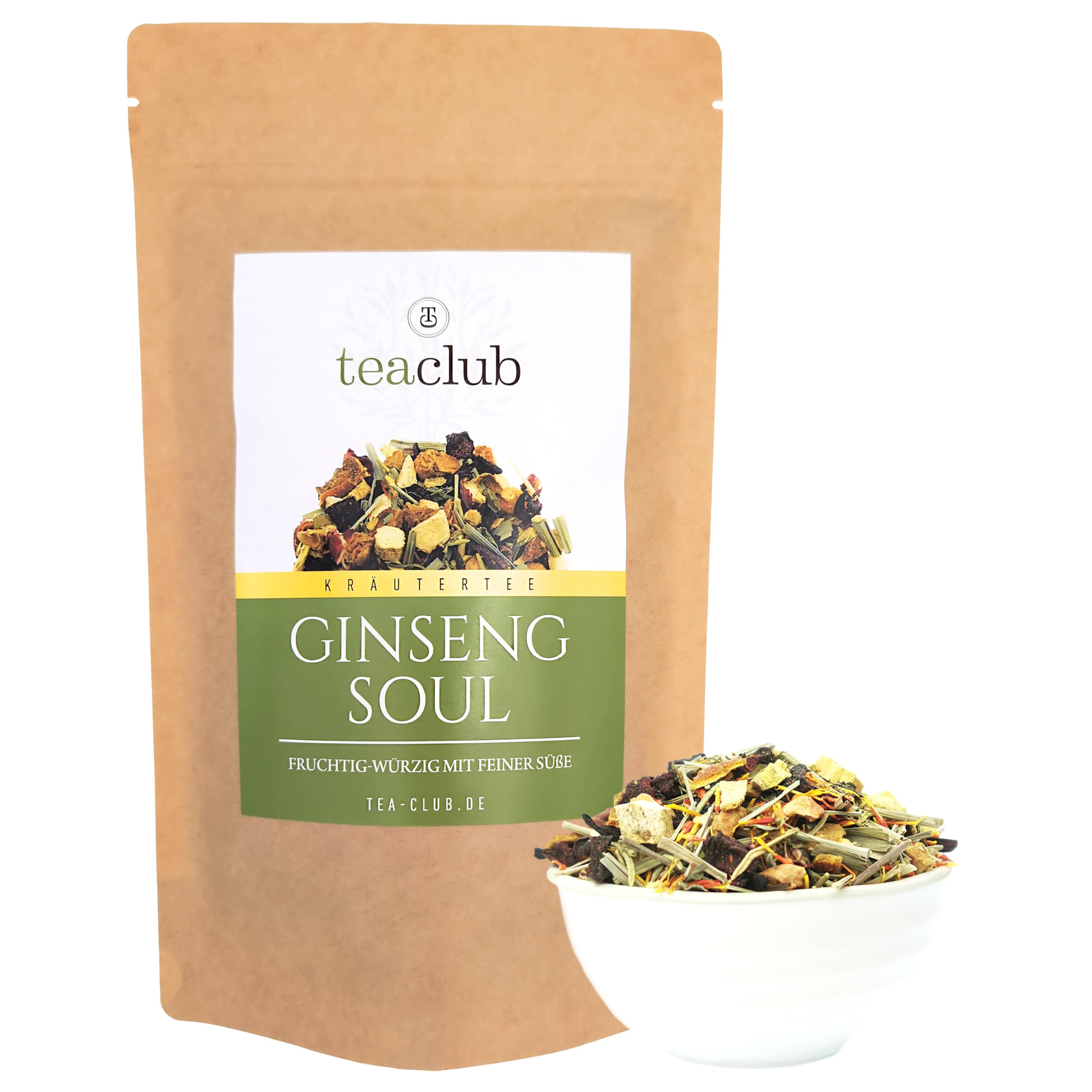 Herbata ziołowa luźna 500 g, owocowa mieszanka herbaty ziołowej z żeń-szeniem, imbirem, trawą cytrynową, burakami, korzeń lukrecji, TeaClub żeń-szeń Soul herbata ziołowa