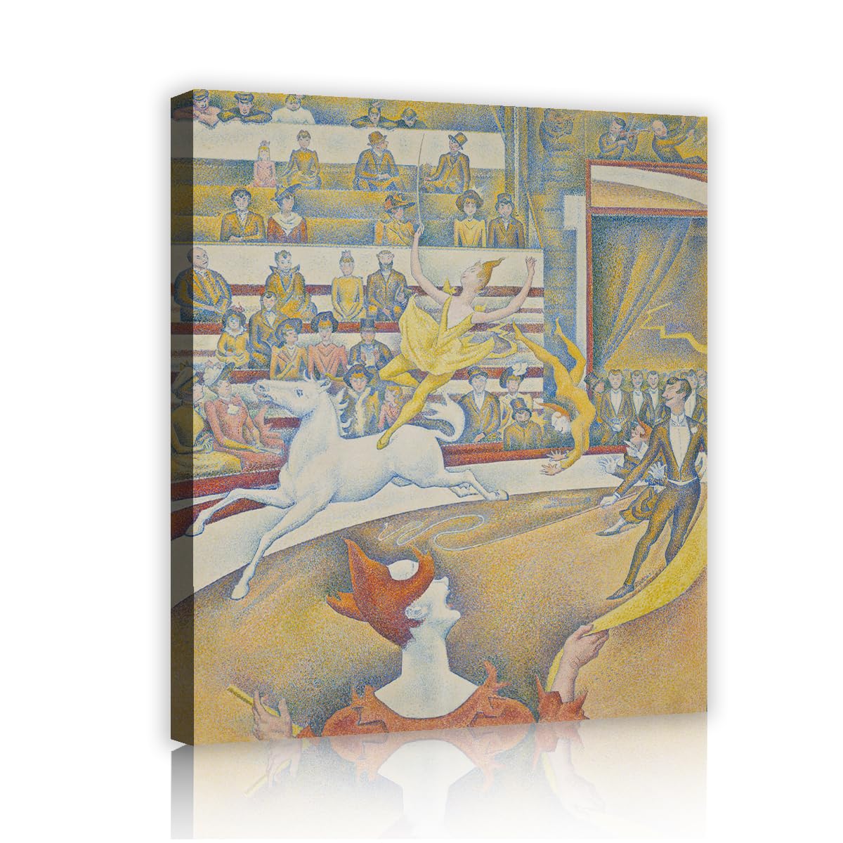 TOANGWALL Georges Seurat The Circus Canvas Wall Art Corridor Aesthetic Pointillist Show Horse Painting Framed Art Print for Hallway Decor 40x50cm