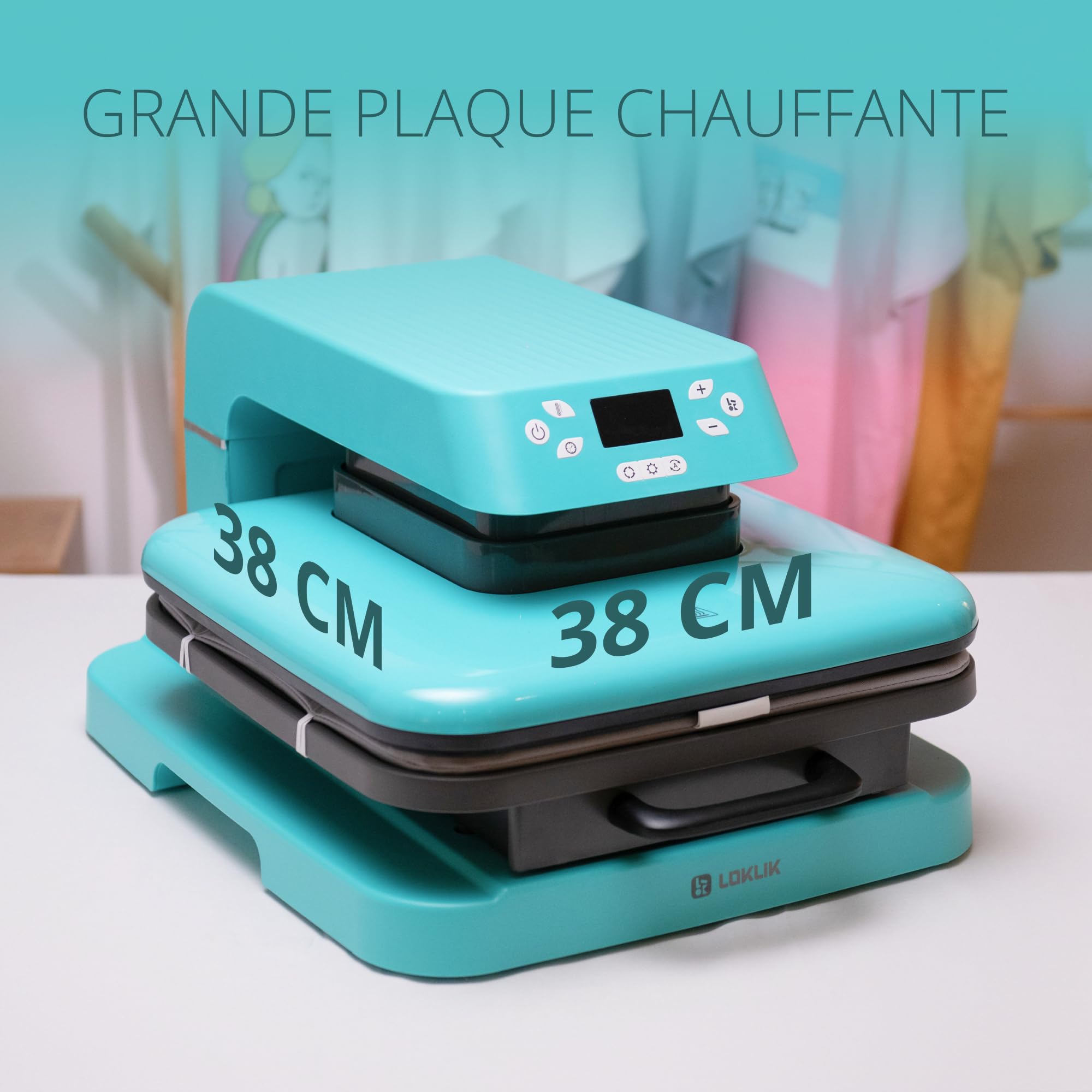 LOKLIK Presse à Chaud Automatique Pour Repasser des t-shirts, des Pulls, des Couvertures, des Sacs Fourre-tout et d'autres Textiles - Personnalisez Avec du Vinyle - Imprimante à Sublimation