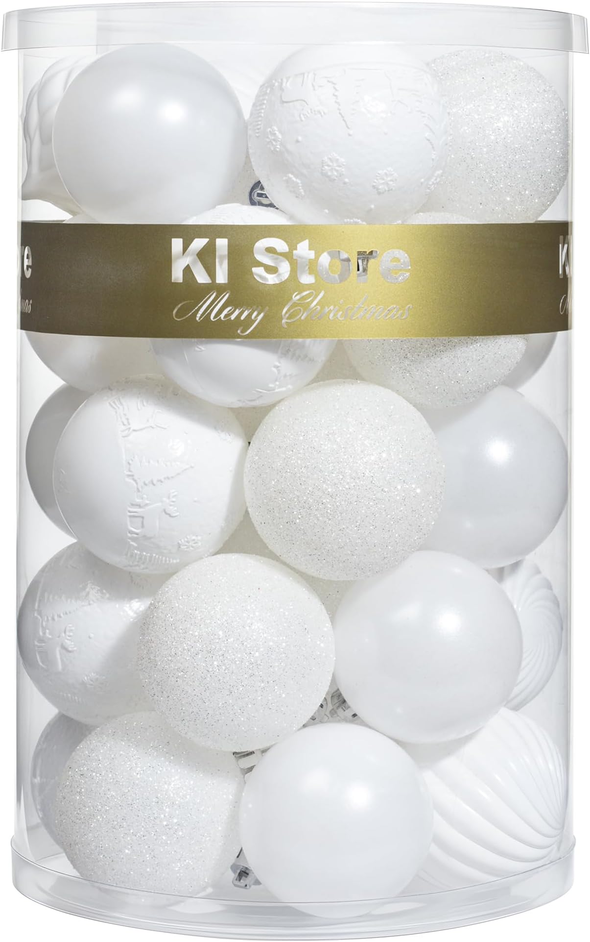 KI Store White Christmas Balls 34pcs 2.36-Inch