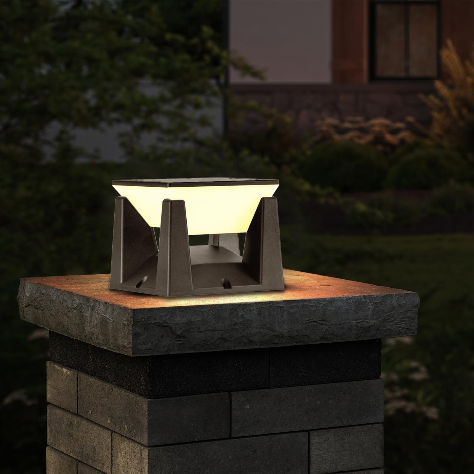 SOUNAY Solar Post Lights Outdoor, Dusk to Dawn Decking Post Light Ip65 Waterproof Solar Pillar Lights Outdoor, 3000k
