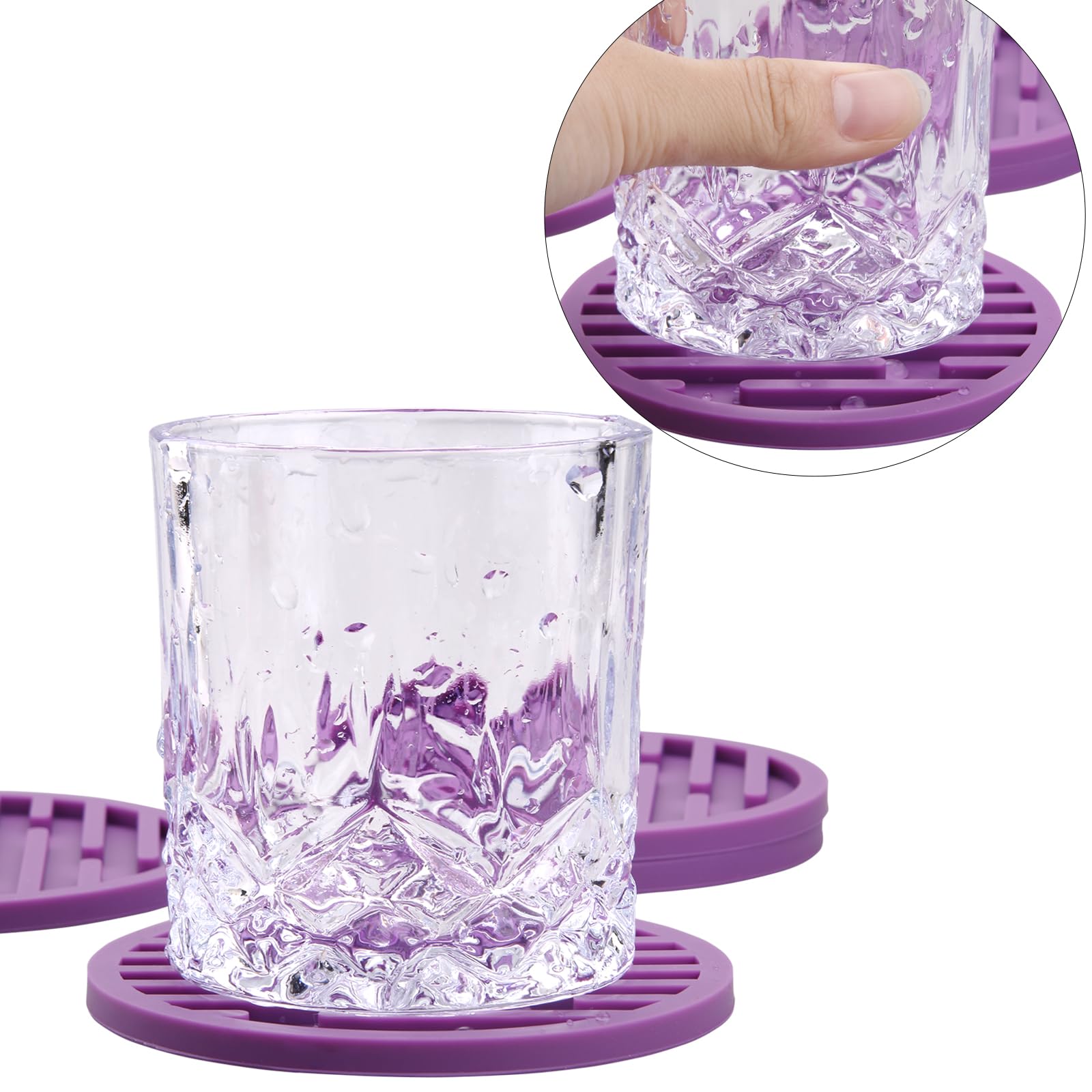 Silicone Coasters For Drinks & Coffee Table, Cute Cup Coasters Set 8...