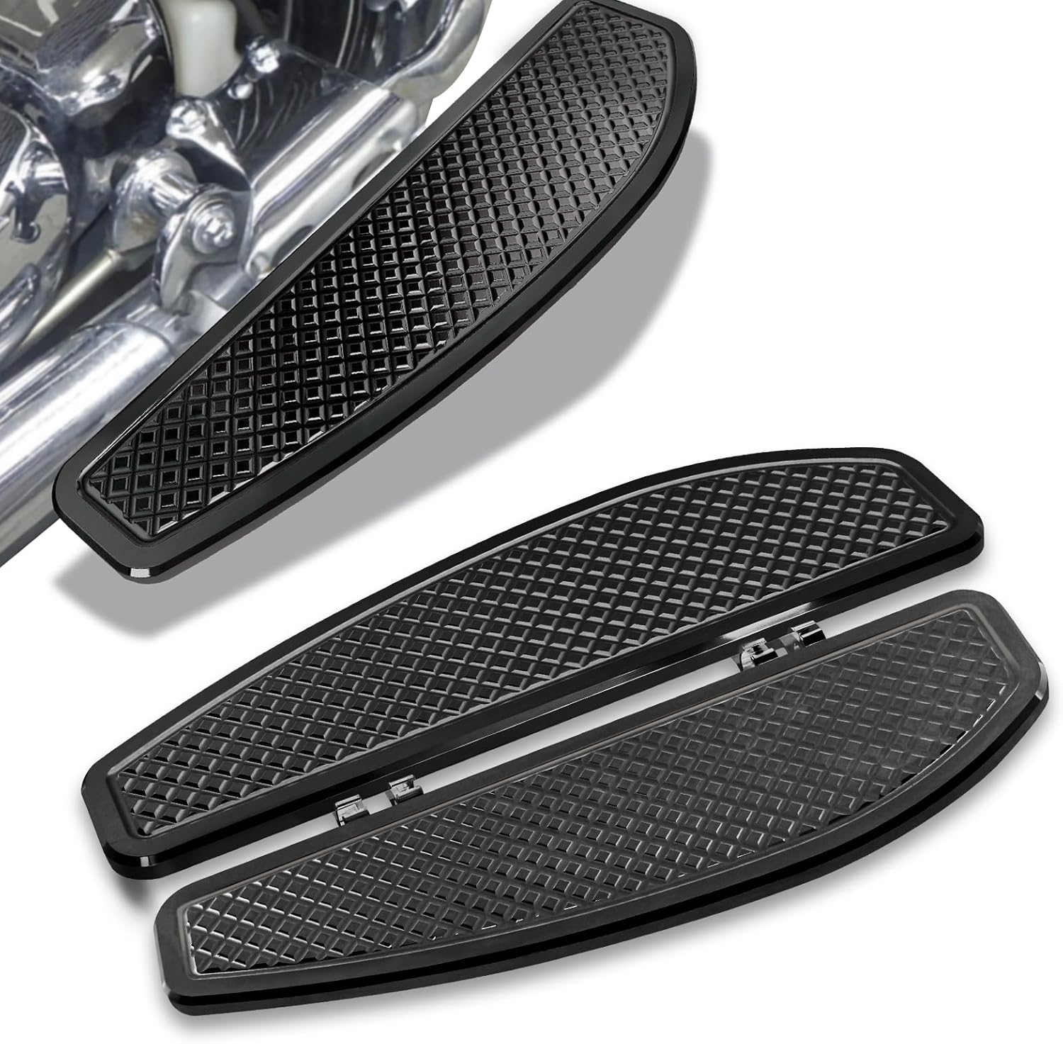 Stretched Anti-Slip Extended Stretched Driver Rider Footboard Floorboards for Harley Road King/Road Glide/Touring/Street Glide/Electra Glide/Ultra 1986-2023, Softail '86-2017,Black