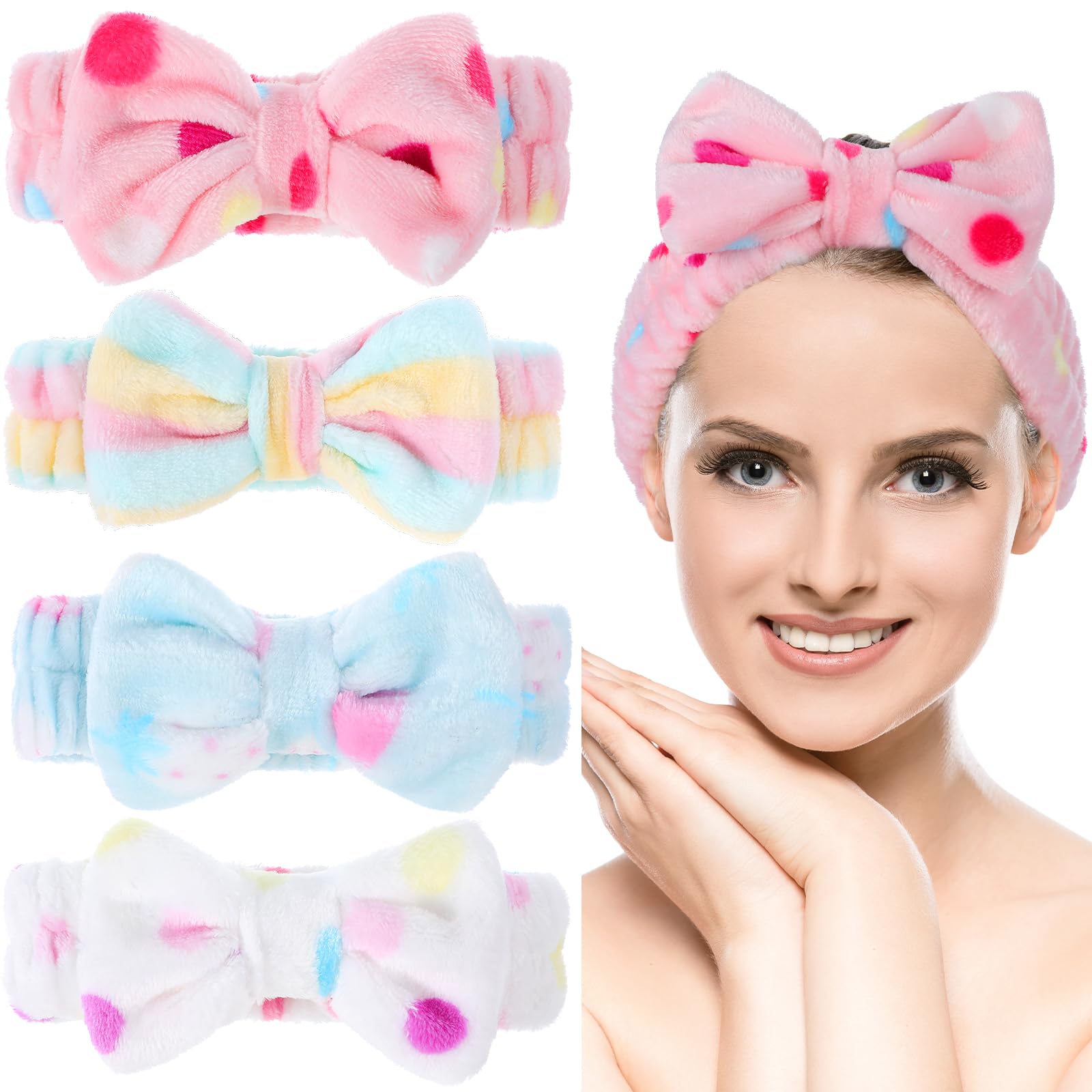 Iwobi 3er-Set Spa Stirnbänder – Weiches Fleece, Elastisch, Für Gesichtspflege & Sport