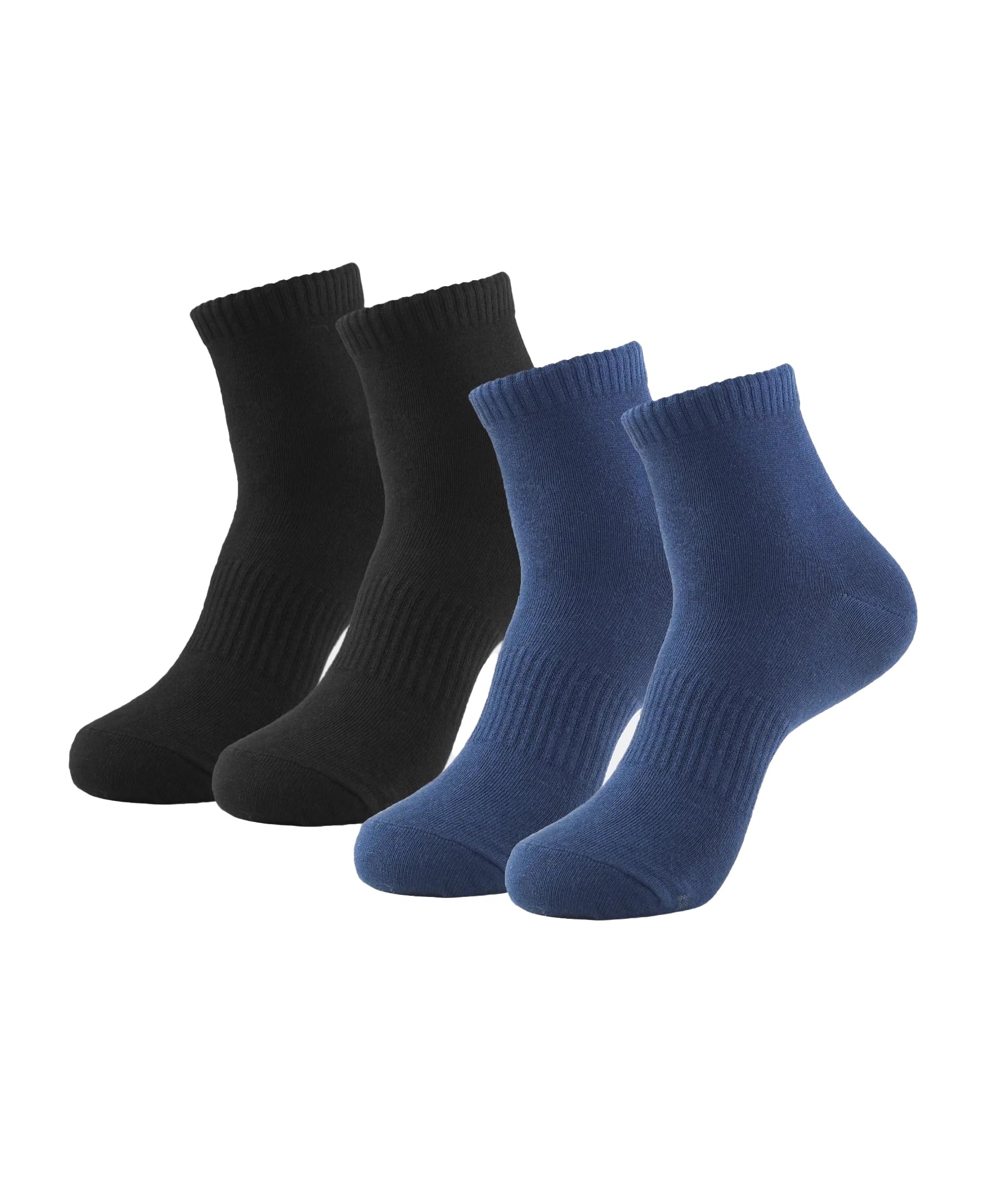 Jockey 7106 Men's Compact Cotton Stretch Ankle Length Socks With Stay Fresh Treatment (Pack of 2), Navy & Mid Grey Melange