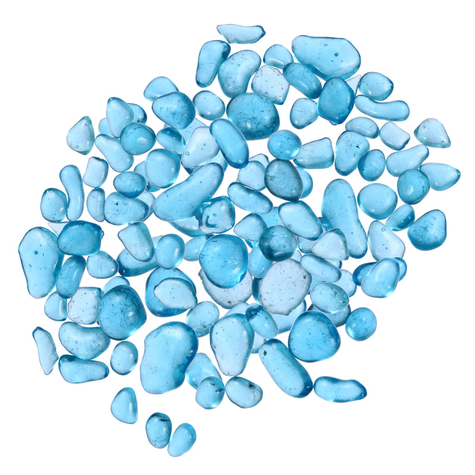 500g Blue Glass Pebbles and Aquarium Stones Set for Fish Tank Decoration Colorful Glass Gems and Quartz Rocks