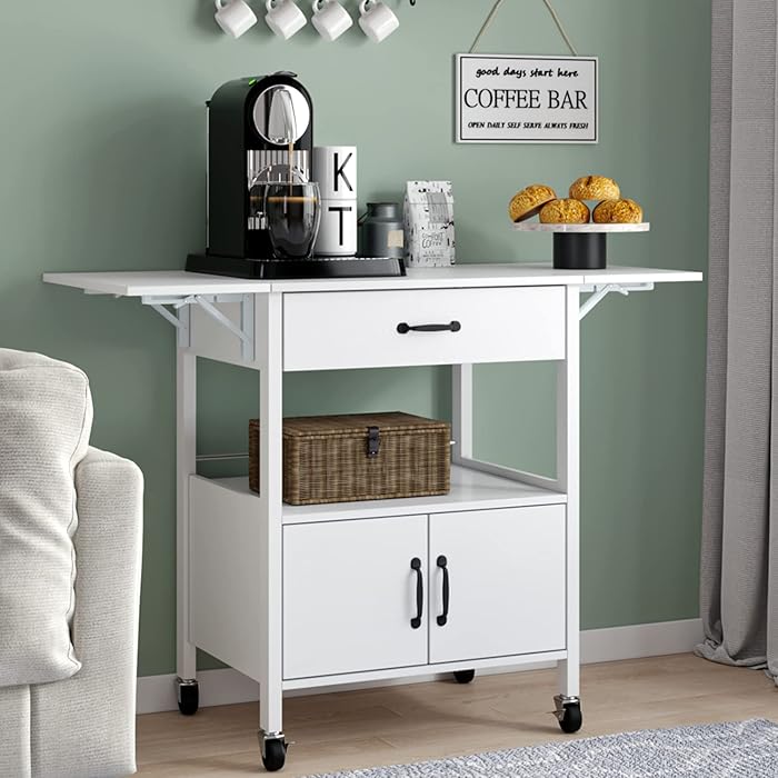 Buy Kitchen Island Cart with Drop Leaf White Kitchen Island on Wheels