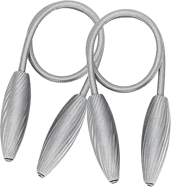 Drape Tie Backs, Clips Rope Holdbacks, 2PCS Magnetic Curtain TieModern Simple Style for Curtains and Home Office Hotel Window Decoration Rope(Silver)