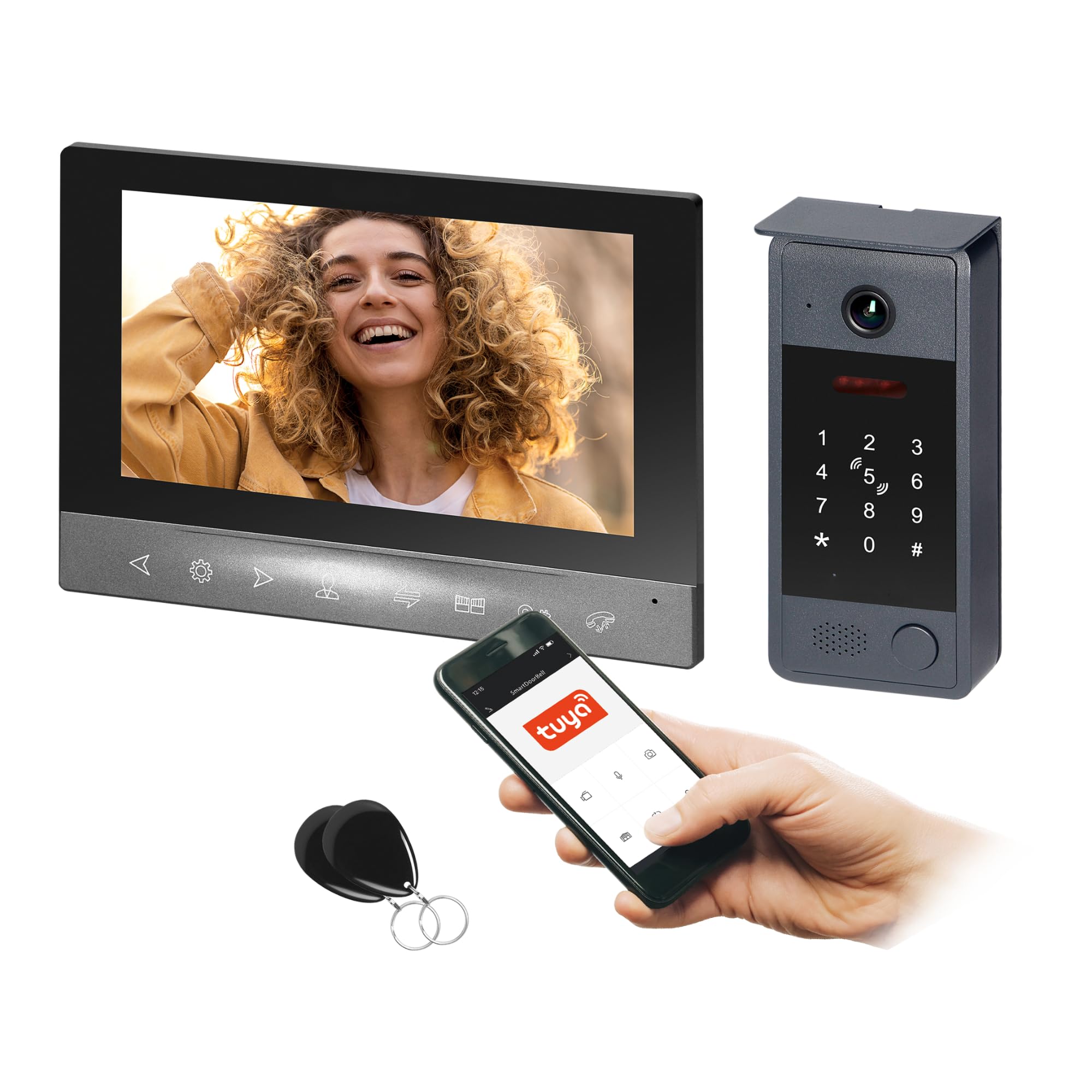 Videoportero Unifamiliar Video Portero Automatico WiFi con Apertura de Puerta Full HD 1080p - App Tuya Smart Cámara Exterior IP65 - Ángulo 144° Lector RFID (10, Pulgadas)