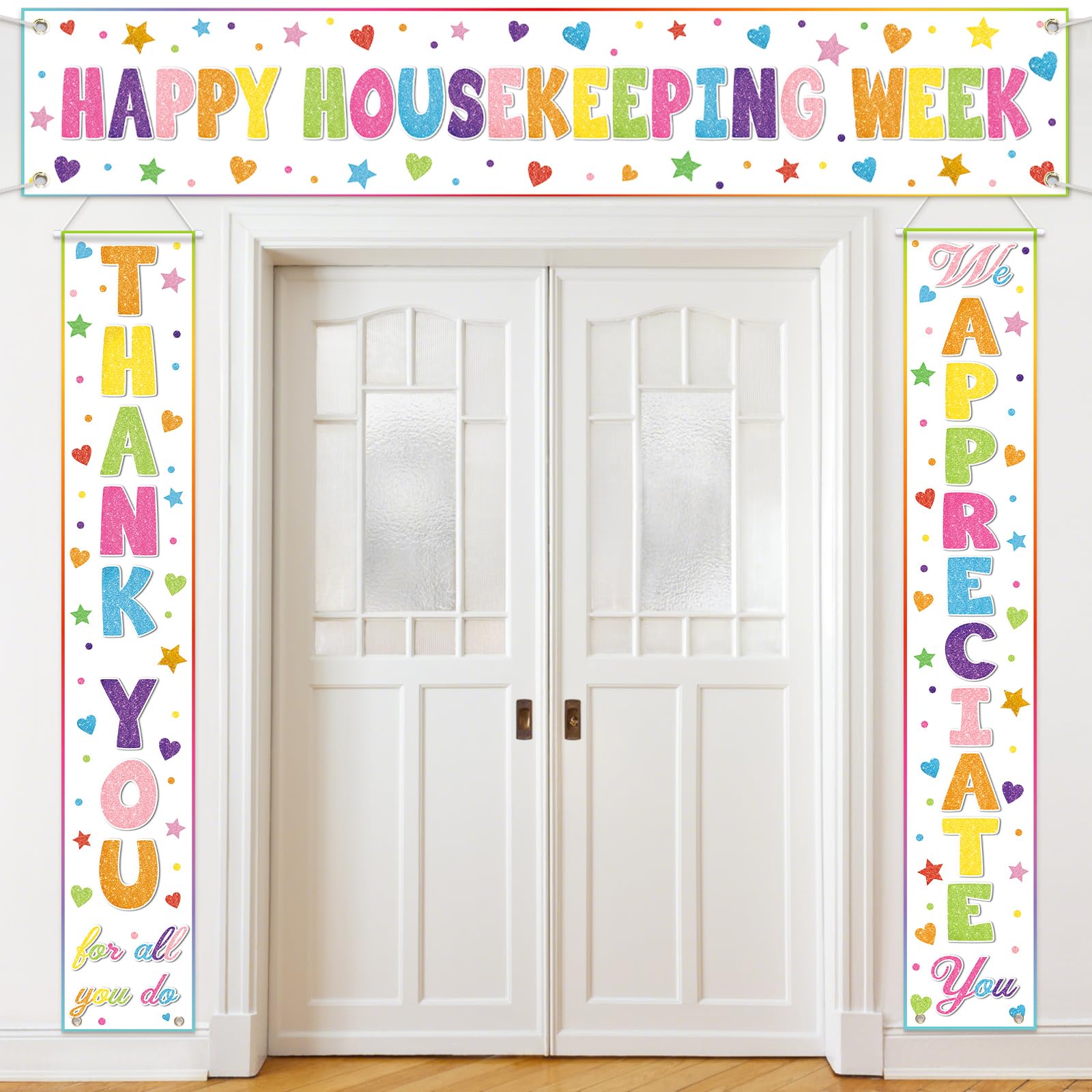 Tingjoo 3 Pcs Housekeeping Week Banner Colorful Housekeeping Week Decor