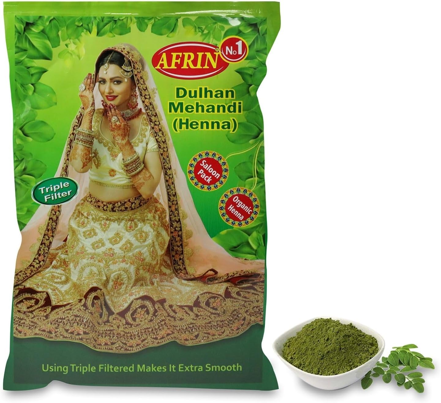 AFRIN Organic Henna Triple Filter Dulhan Mehendi (1 kg)|100% Natural Herbal Henna Powder for Hair Coloring, Conditioning & Bridal Mehndi