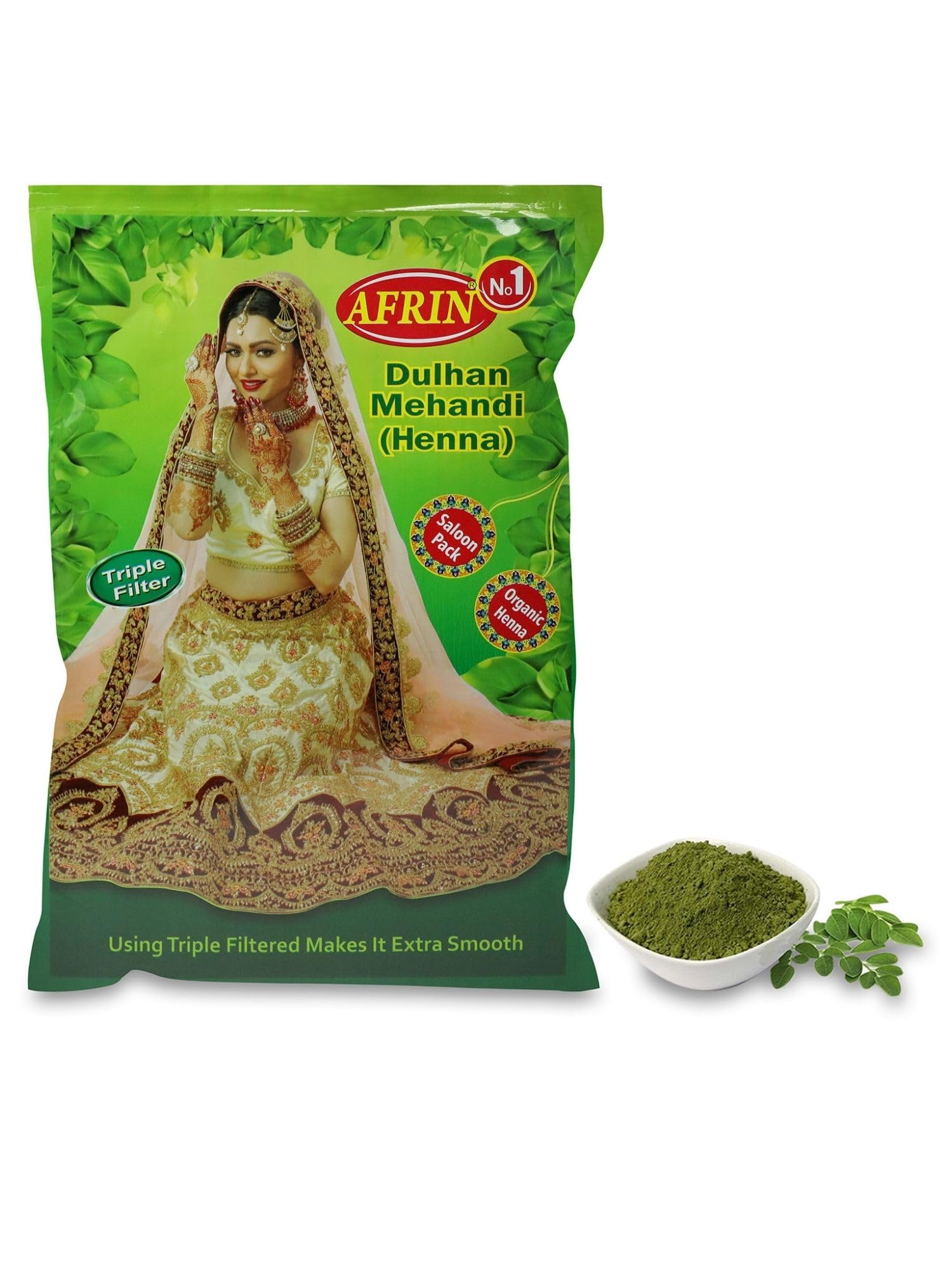 AFRIN Organic Henna Triple Filter Dulhan Mehendi (1 kg)|100% Natural Herbal Henna Powder for Hair Coloring, Conditioning & Bridal Mehndi