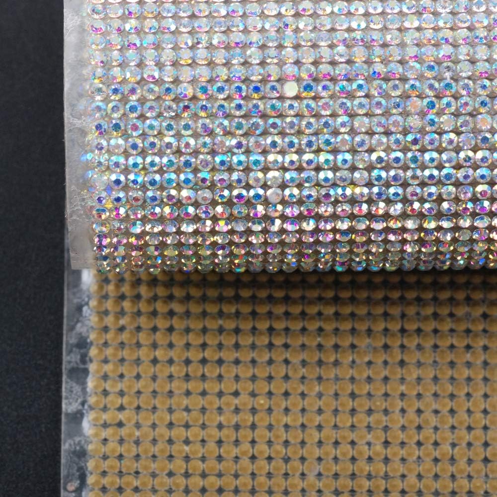 Hisenlee Hotfix Rhinestone Stickers with SS8 Glass Artificial Diamond (24X40CM Hot Melt Crystal Crystal Rhinestone DIY Clothes, Shoes, Car, Mobile Phone Case) (Clear AB)