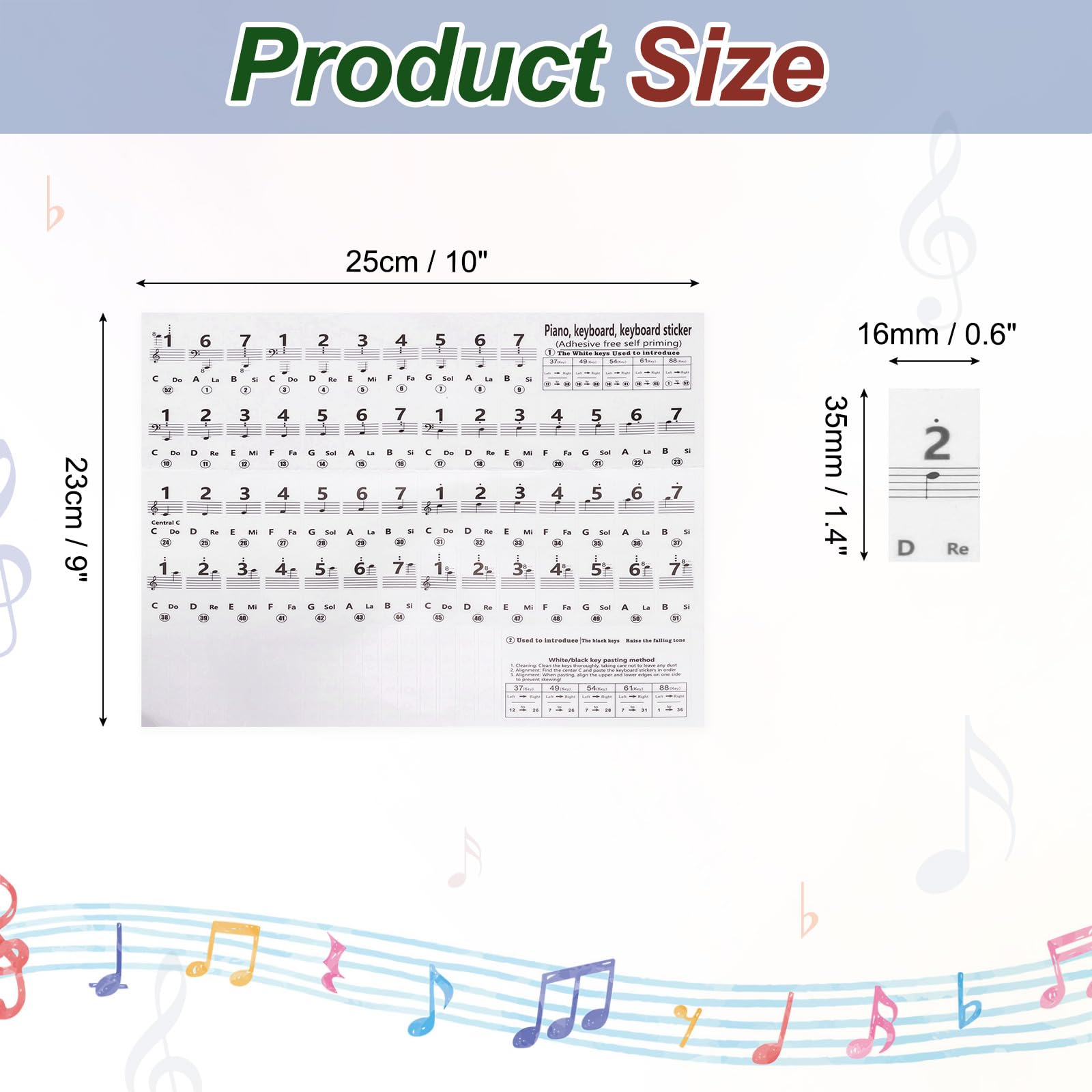 Y⭐️ Amazon.com: MECCANIXITY Piano Key Stickers for 88/61/54 Keys