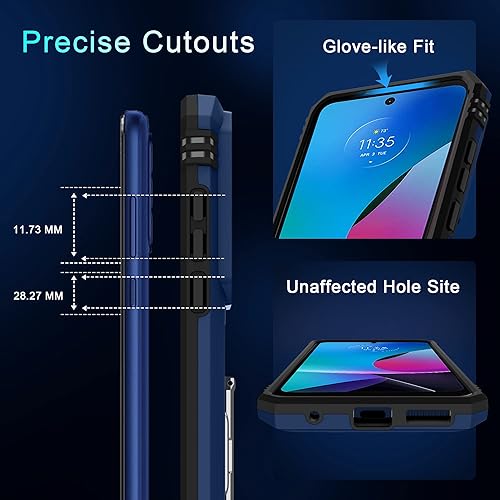 Miniatura 8 de Funda para Moto G Play 2023 con cubierta deslizante para cámara + protector de pantalla, soporte de anillo rotado, grado militar, a prueba de