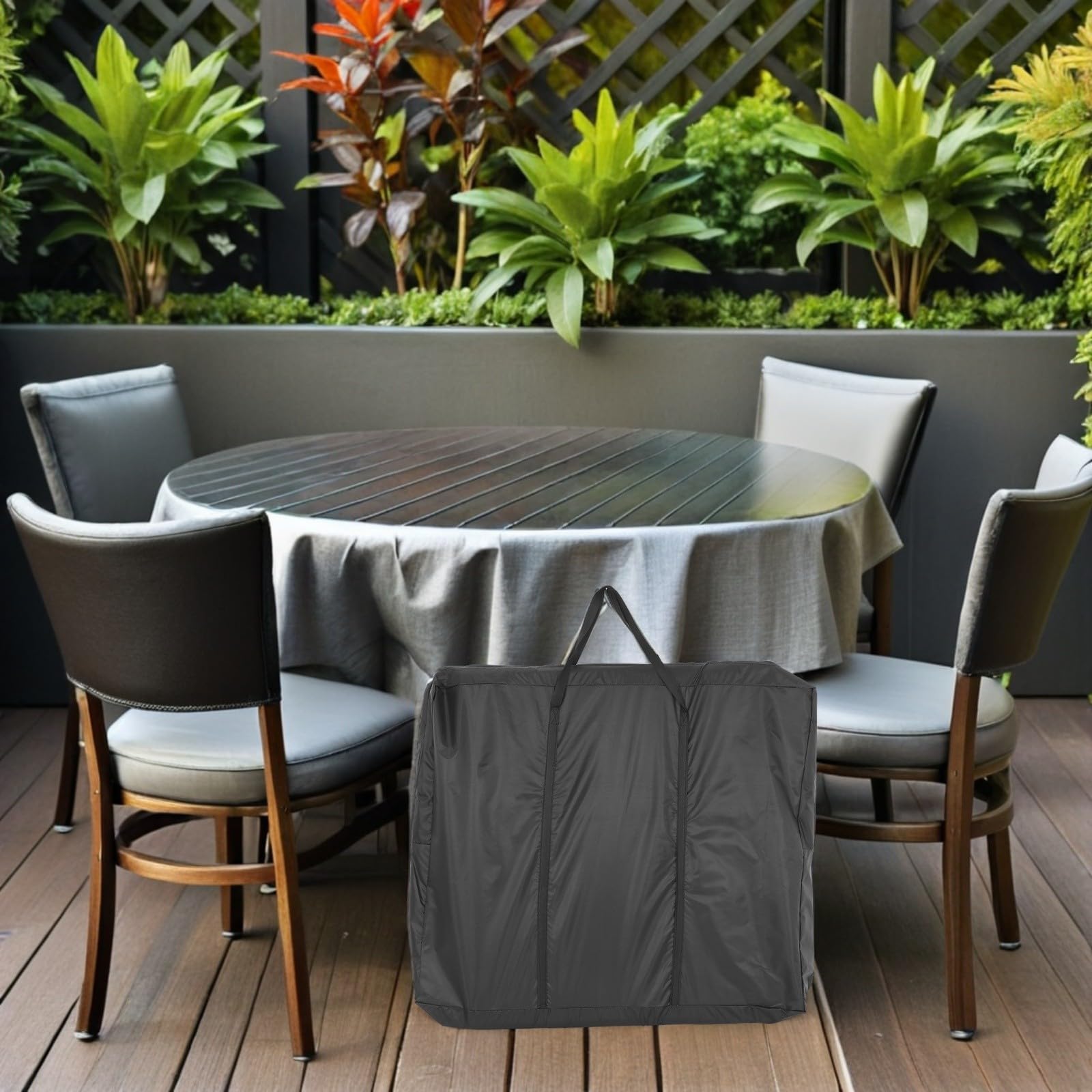 CALLARON Paquet de Rangement Pliable pour Table Pliante en Tissu Oxford Noir, avec Fermeture Éclair Double et Bandoulière Confortable pour Transport et Stockage, Dimensions 92x13x80 Cm