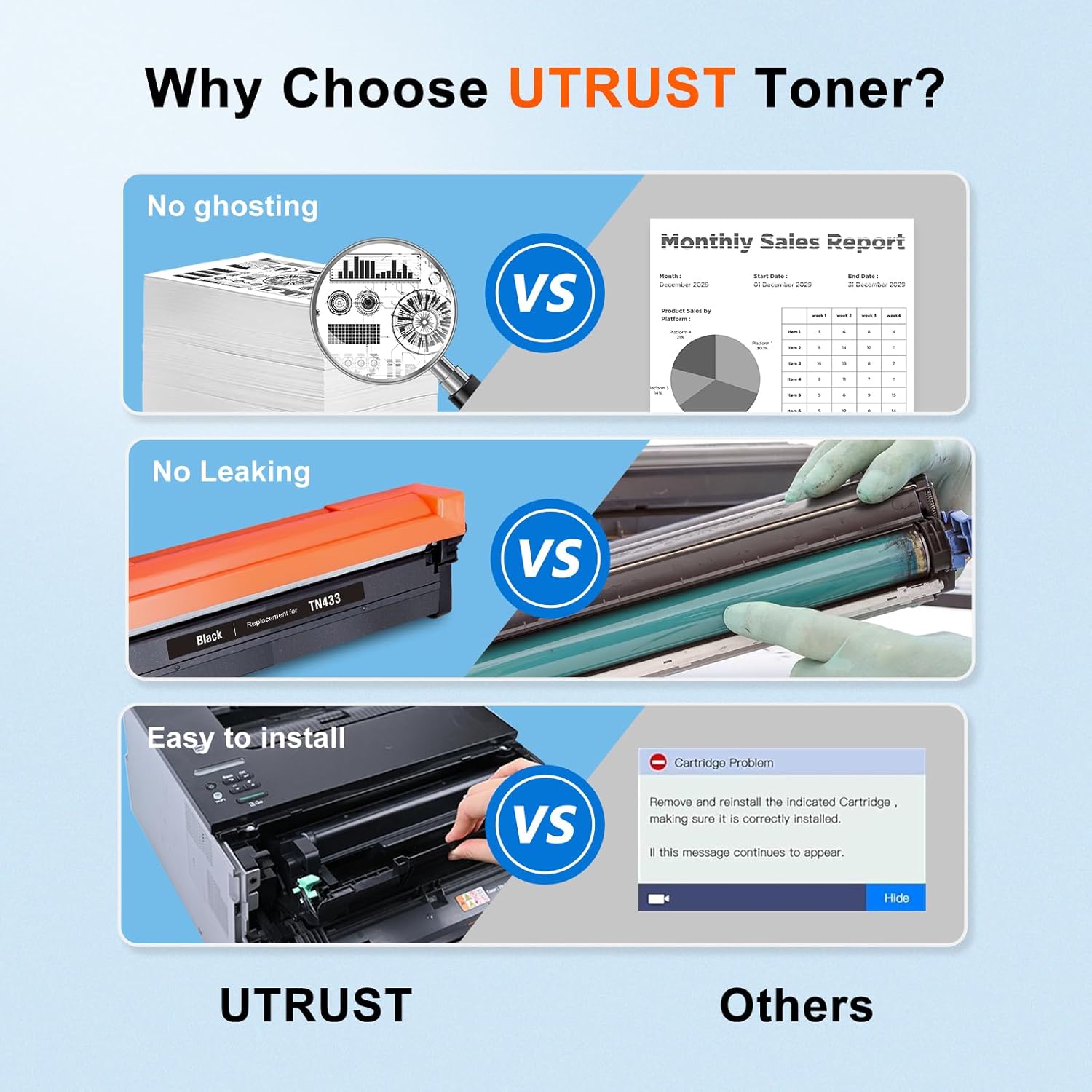 Compatible TN433 Toner Cartridge Replacement for Brother TN 433 TN-431 MFC-L8900CDW MFC-L8610CDW HL-L8360CDW HL-L8260CDW Printer Toner (TN433BK TN433C TN433M TN433Y, 4-Pack)