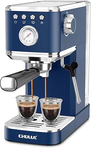 Miniatura 9 de CHULUX Máquina de café espresso delgado con espumador de leche, varita de vapor de 20 bares, bomba italiana profesional, máquina de café espresso