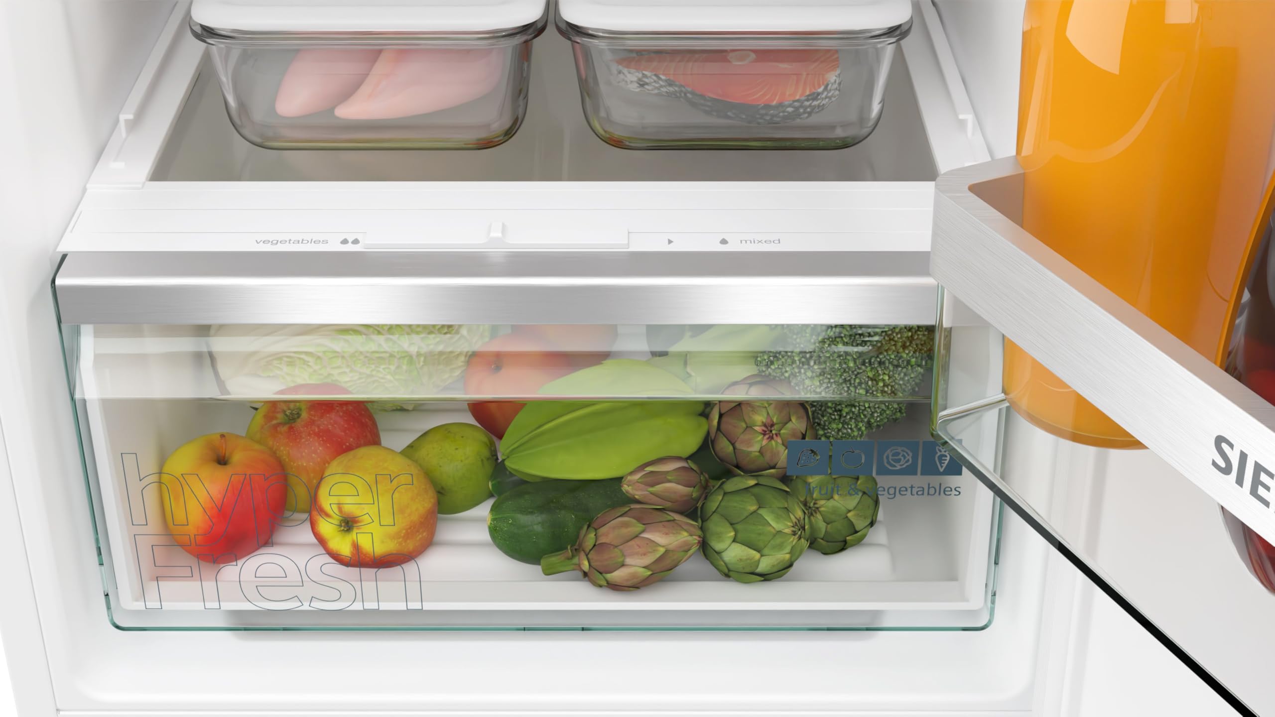 Siemens KI86VVSE0 iQ300 Einbau Kühl-Gefrier-Kombination, Made in Germany, 229 kWh pro Jahr, 183 L, hyperFresh Frischesystem, lowFrost weniger Eisbildung, LED-Innenbeleuchtung, bigBox, Schlepptür