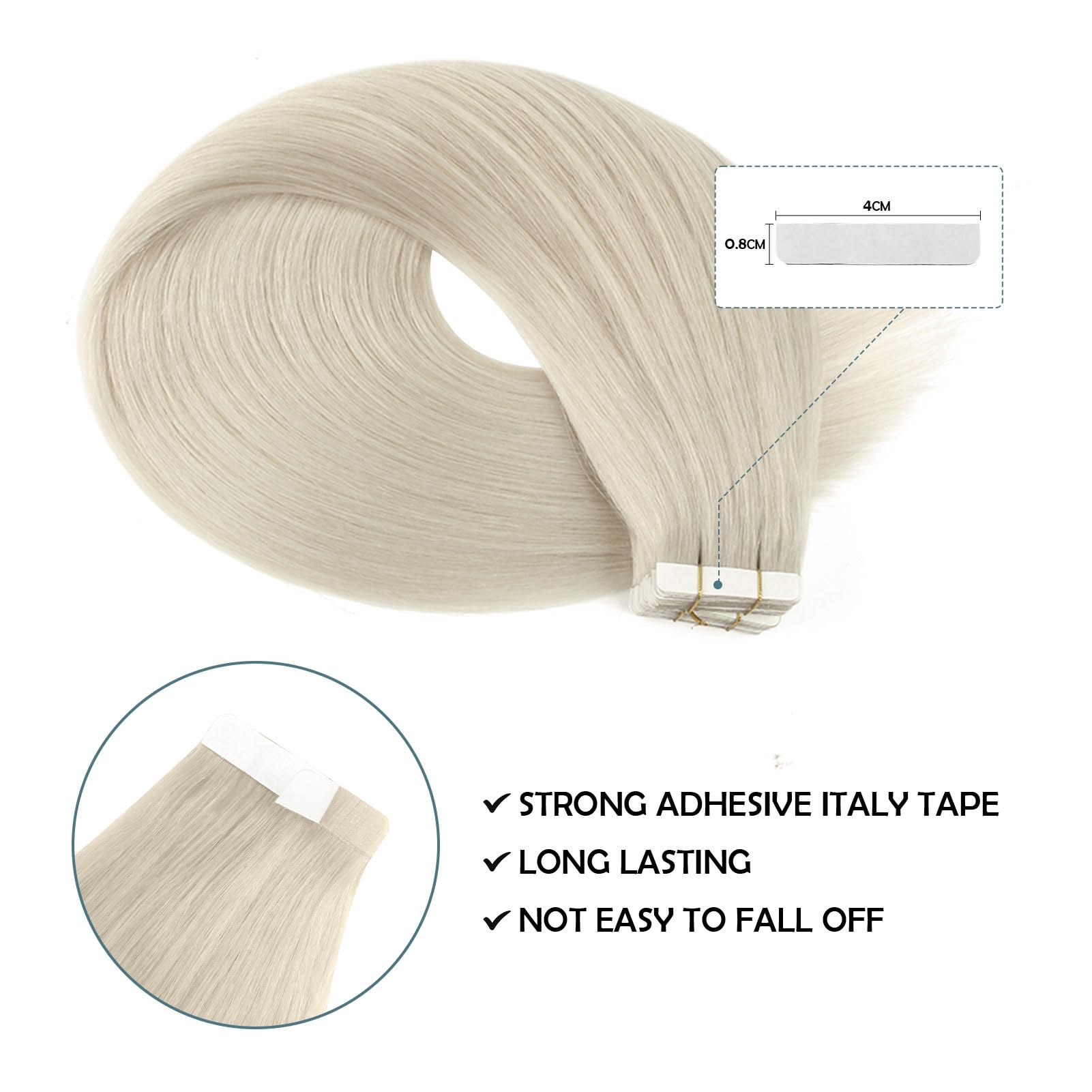 Sassina Tape in Extensions Echthaar 50cm Unsichtbare Blond Extensions Tape in Haarverlängerungen Echthaar Unsichtbare Nahtlose Skin Weft Tape in Echthaar 50g #1000 20 Stück