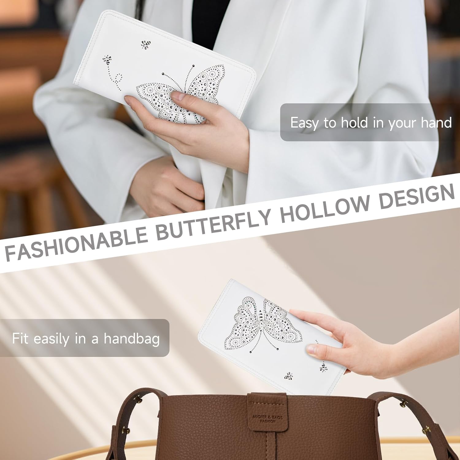 RFID Wallet Women Ultra Slim Thin Womens Wallet Compact Clutch Long Ladies Wallet for Women WHITE - Image 6