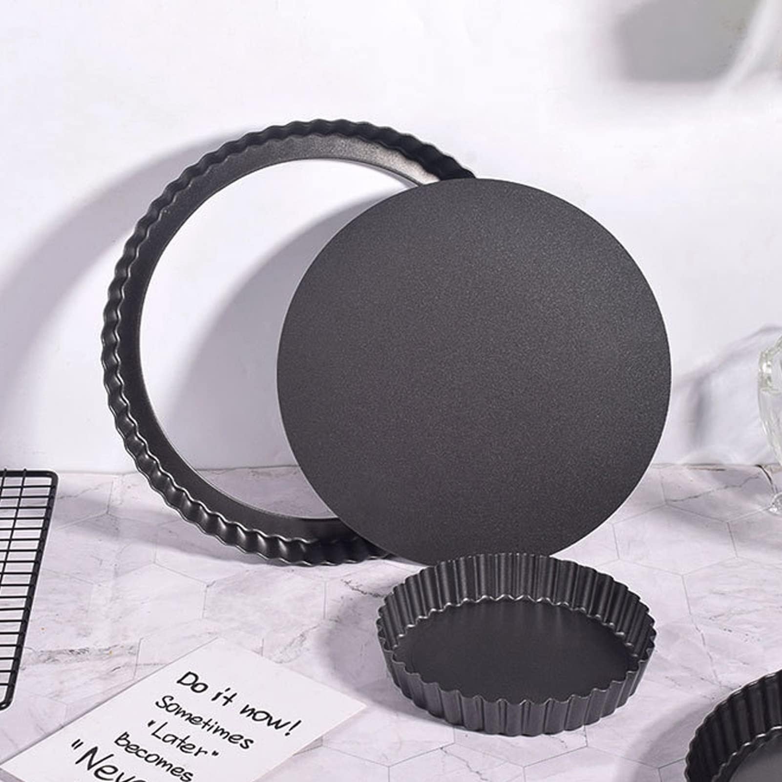 Moule à tarte rond, fond amovible anti-adhésif pour tarte, moule à tarte cannelé pour la pâtisserie, moule à quiche (30,5 cm)